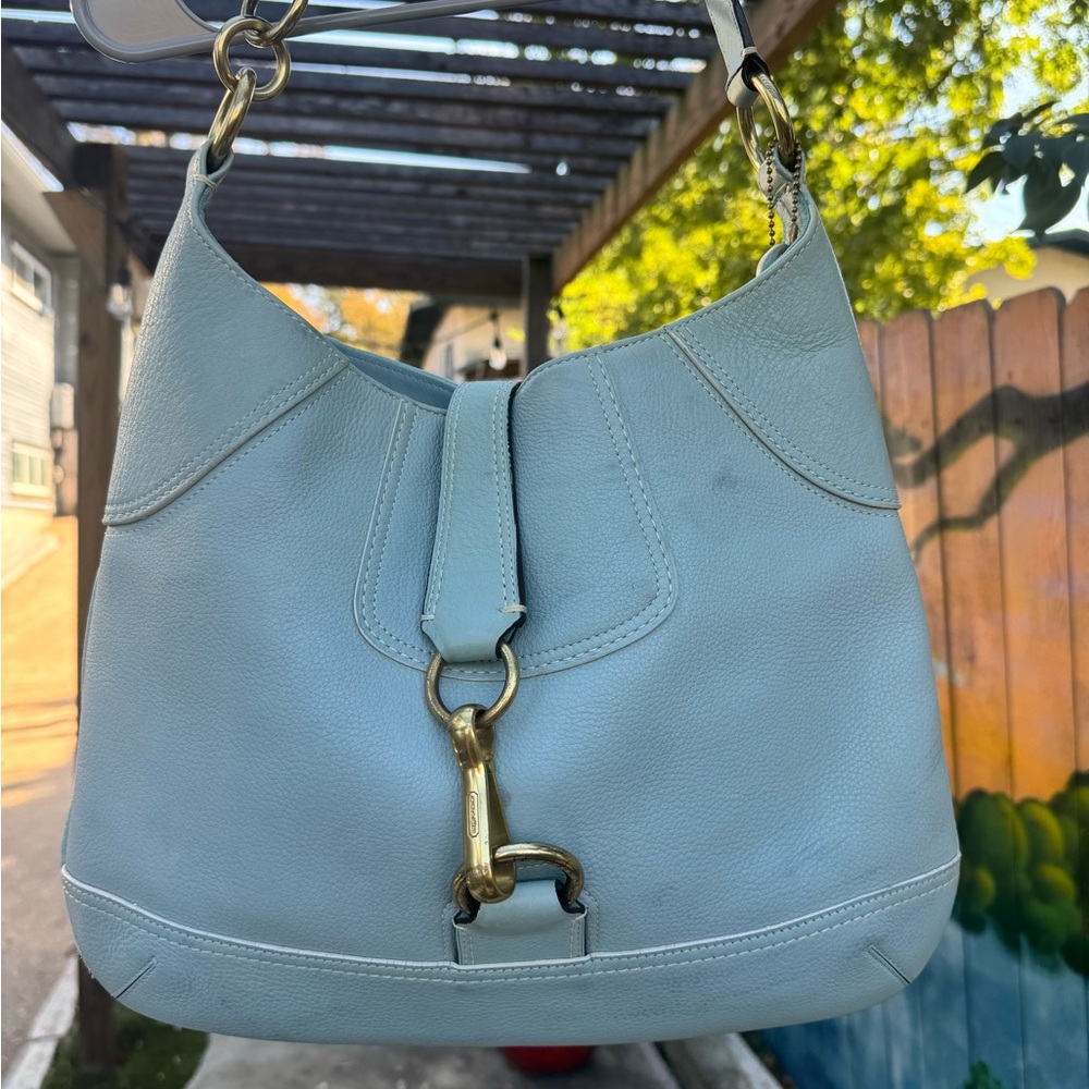 Coach Light Blue Leather Hobo Bag